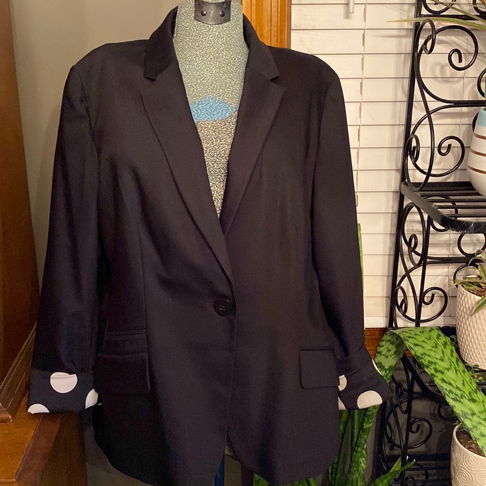 Chico’s blazer with polka dot lining